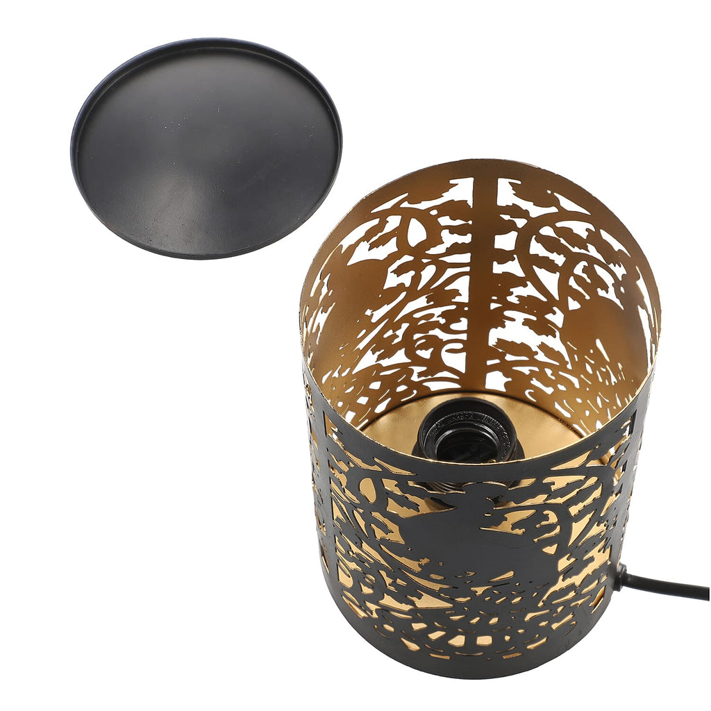 Closeou Deal - Table Decorative Diffusor Lamp With Set of 10 Aroma Oil (5ml) (Peacock Pattern)