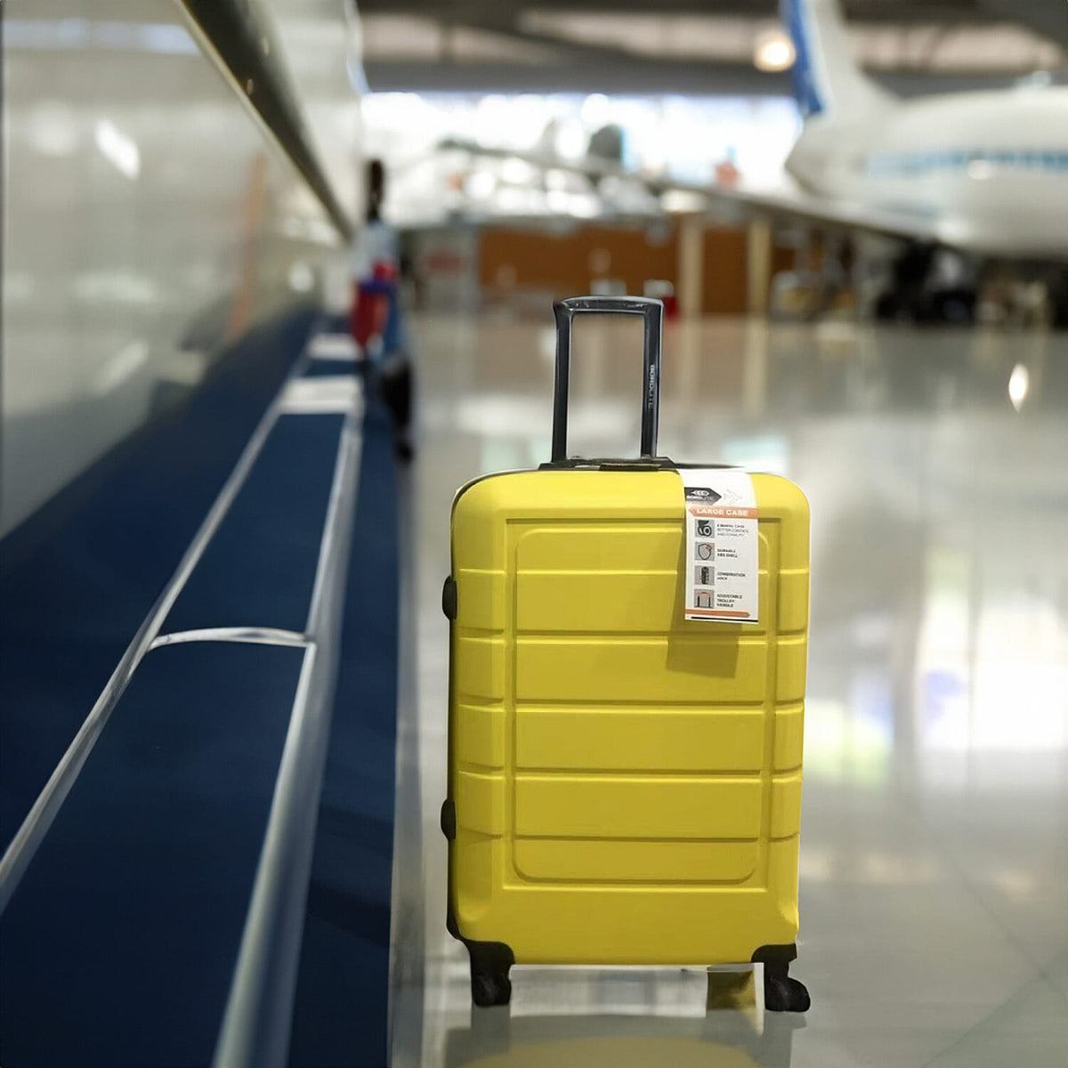 Closeout Bordlite Set of 3 - Durable Hard Shell 4 Wheel Suitcases with Soft Grip Handles- Yellow 7687340 1