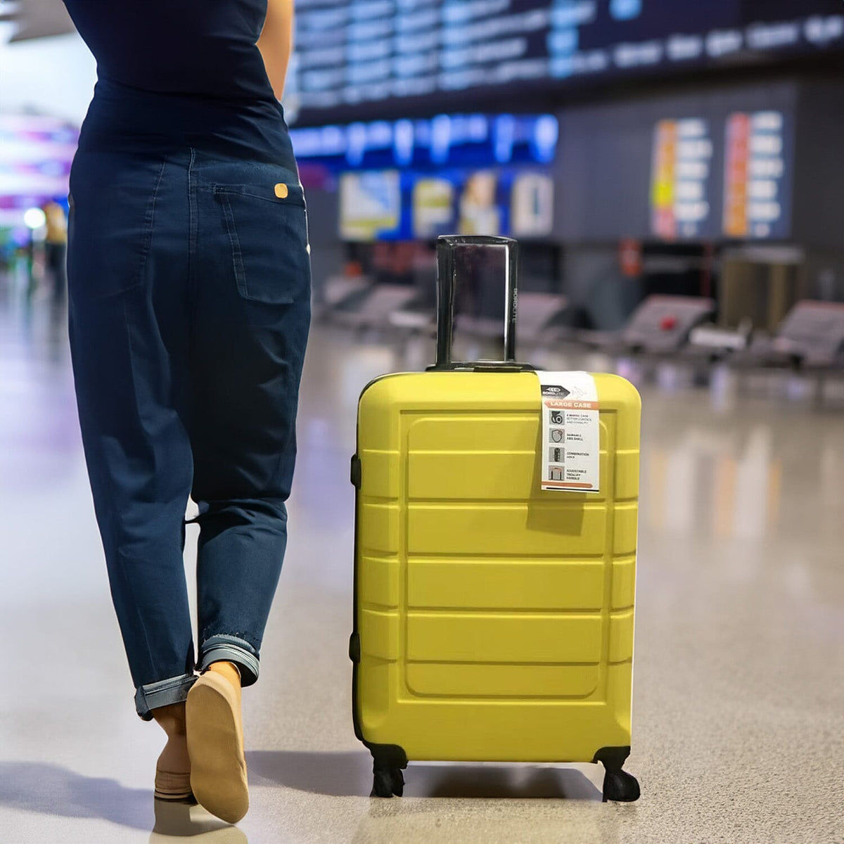 Closeout Bordlite Set of 3 - Durable Hard Shell 4 Wheel Suitcases with Soft Grip Handles- Yellow 7687340 2