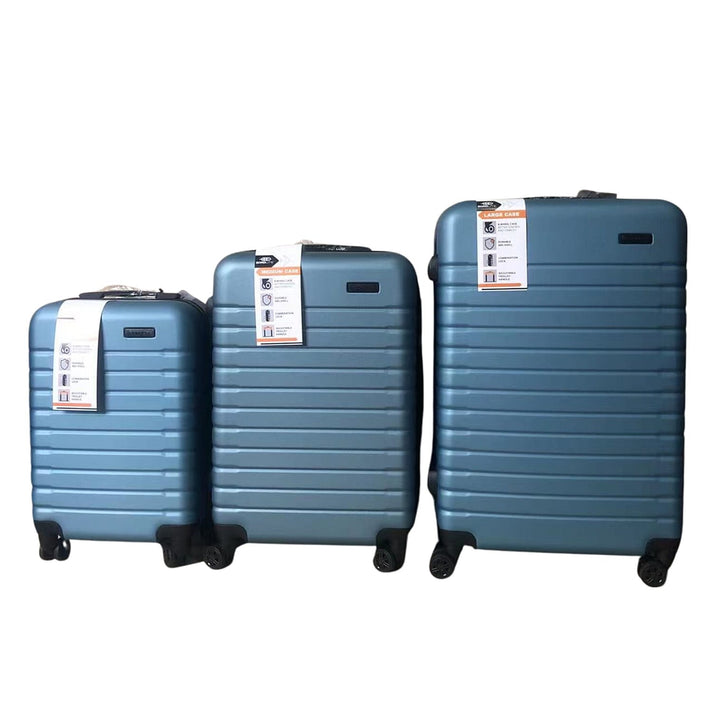 Closeout Bordlite Set of 3 - Durable Hard Shell 4 Wheel Suitcases with Soft Grip Handles- Blue 7607375 2