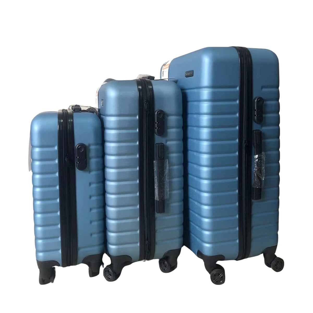 Closeout Bordlite Set of 3 - Durable Hard Shell 4 Wheel Suitcases with Soft Grip Handles- Blue 7607375 2