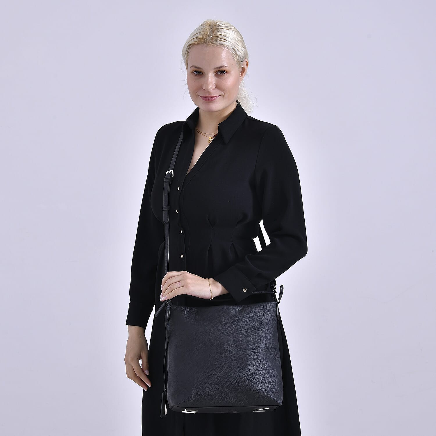 Closeout Deal- 100% Genuine Leather Bag - Black 7990263 2