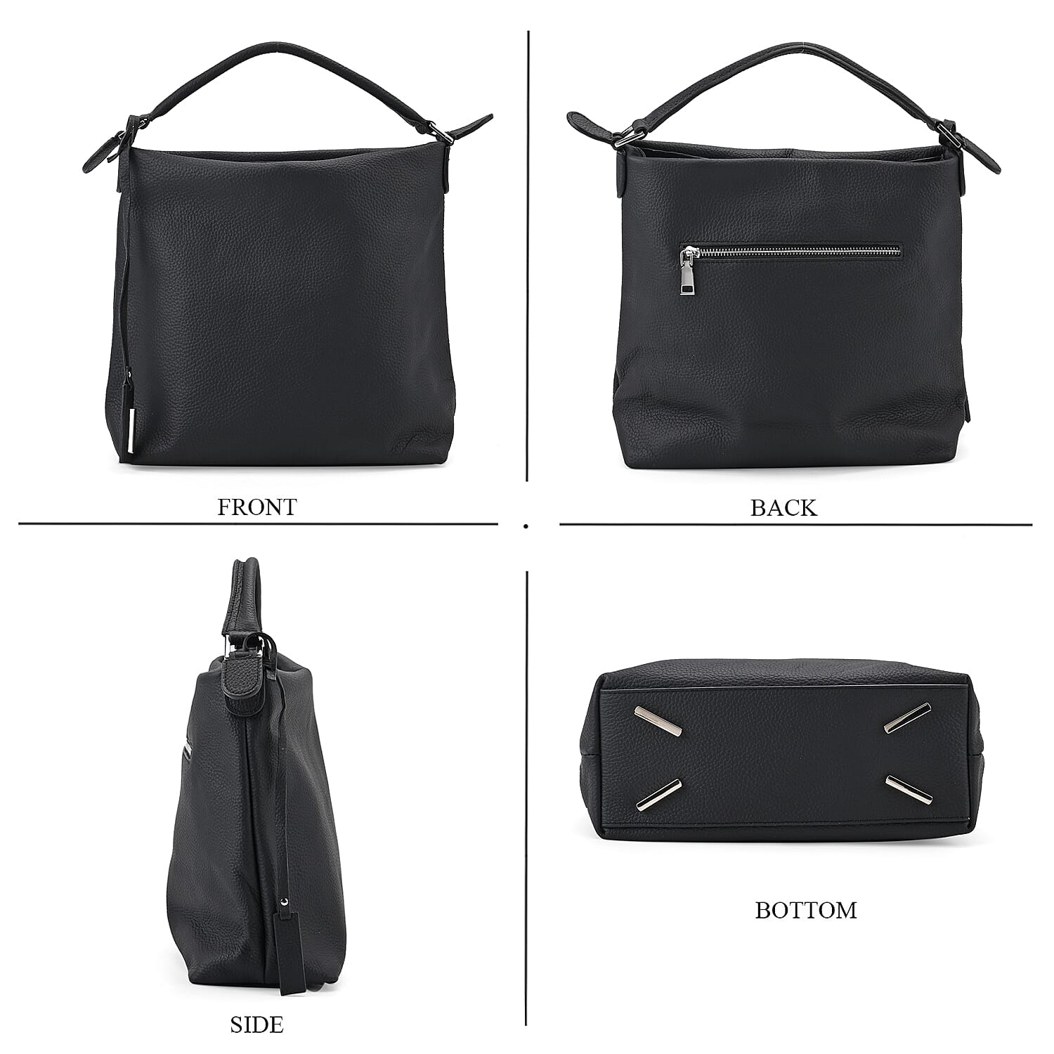 Closeout Deal- 100% Genuine Leather Bag - Black 7990263 4