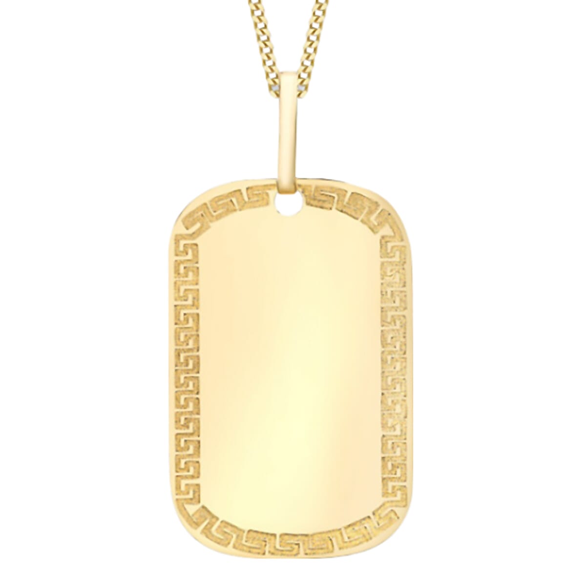 Closeout Deal - 9K Gold Greek Key Tag Pendant 7677023 0