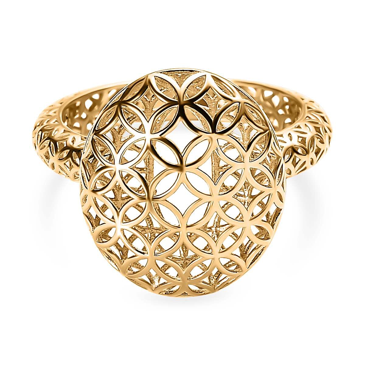 Closeout Deal - 9K Yellow Gold Lattice Design Inspired Ring 7519408 0