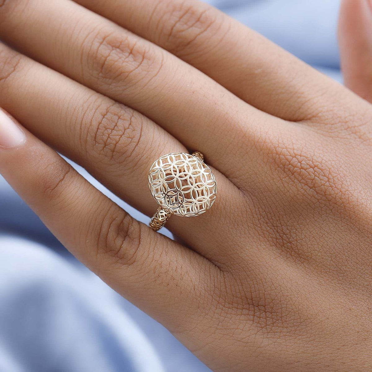 Closeout Deal - 9K Yellow Gold Lattice Design Inspired Ring 7519408 2