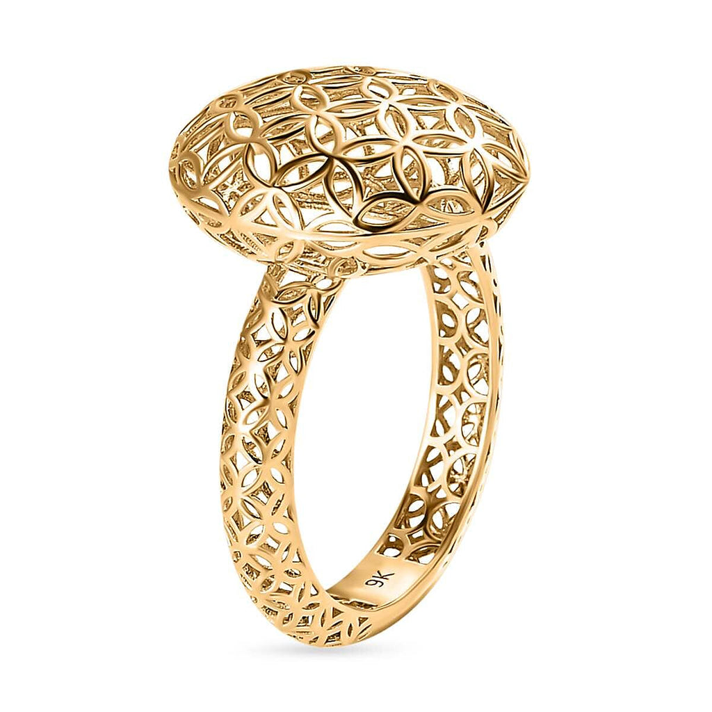 Closeout Deal - 9K Yellow Gold Lattice Design Inspired Gold Ring