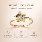 Closeout Deal - 9K Yellow & White Gold Star Ring