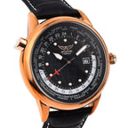 Closeout Deal - Aviator Mens Black Dial Watch with Black Leather Strap
