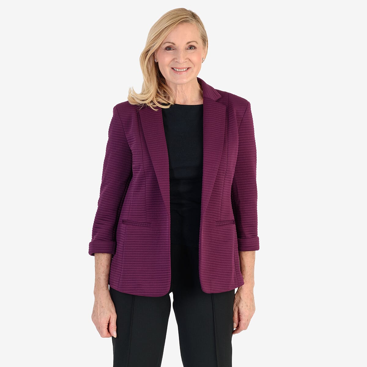 Close Out Classic Jersey Blazer (Size 12) - Plum 8355828 0