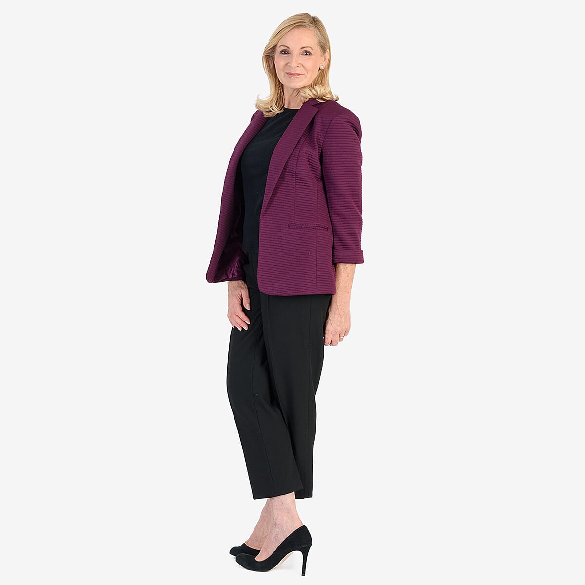 Close Out Classic Jersey Blazer (Size 12) - Plum 8355828 2