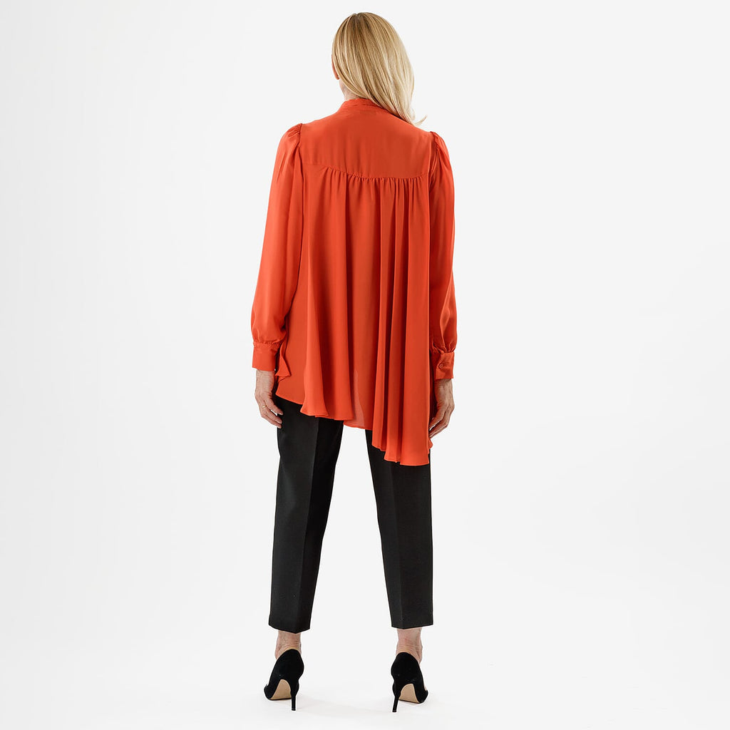 Closeout Deal- Marina Kaneva Bowtie Blouse (Size 10) - Orange