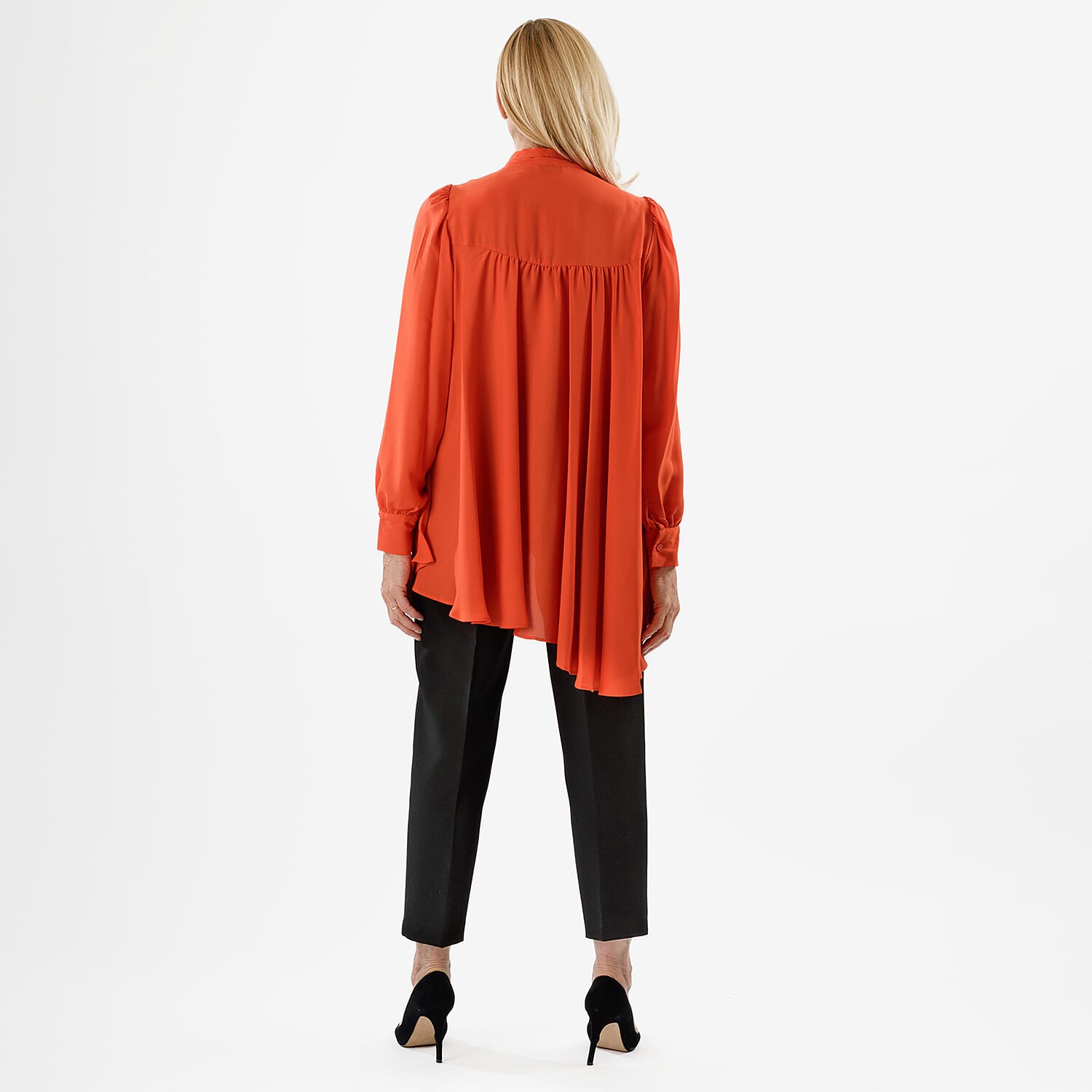 Closeout Deal- Marina Kaneva Bowtie Blouse (Size 10) - Orange 8285350 3