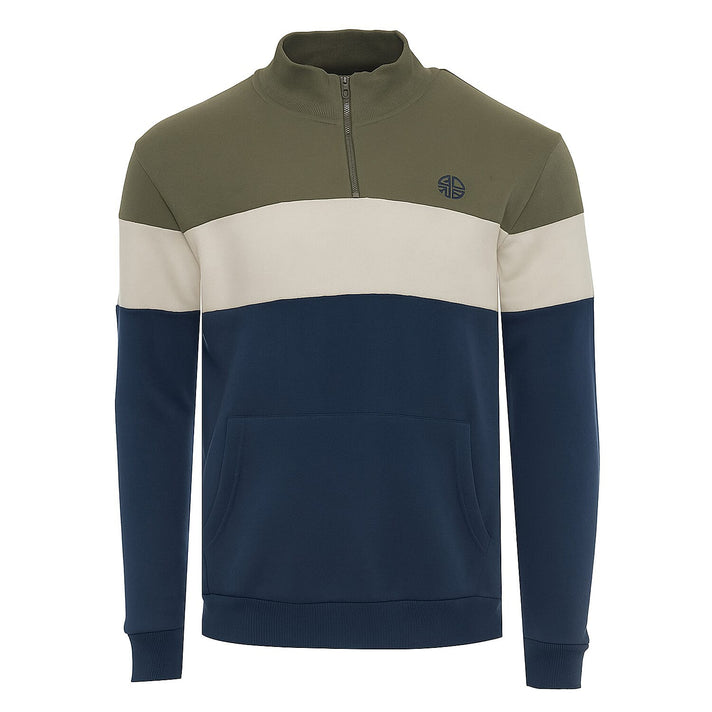 Closeout Deal Soul Star Mens Half-Zip Stripe Cotton Sweatshirt (Size L) - Navy 8340911 1
