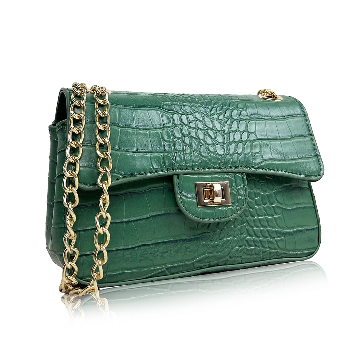 Designer  Shoulder Bag with Detachable Chain Strap - Green V32513192 0