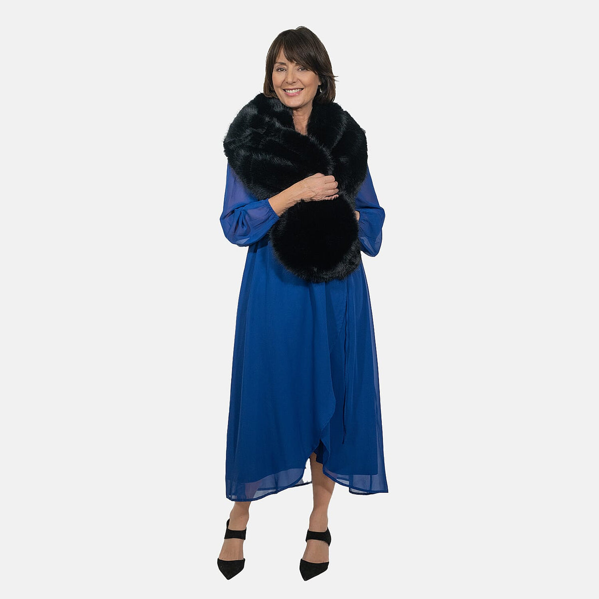 Closeout Deal - Faux Fur Wrap (Size 160x30 cm) - Black 7550849 0