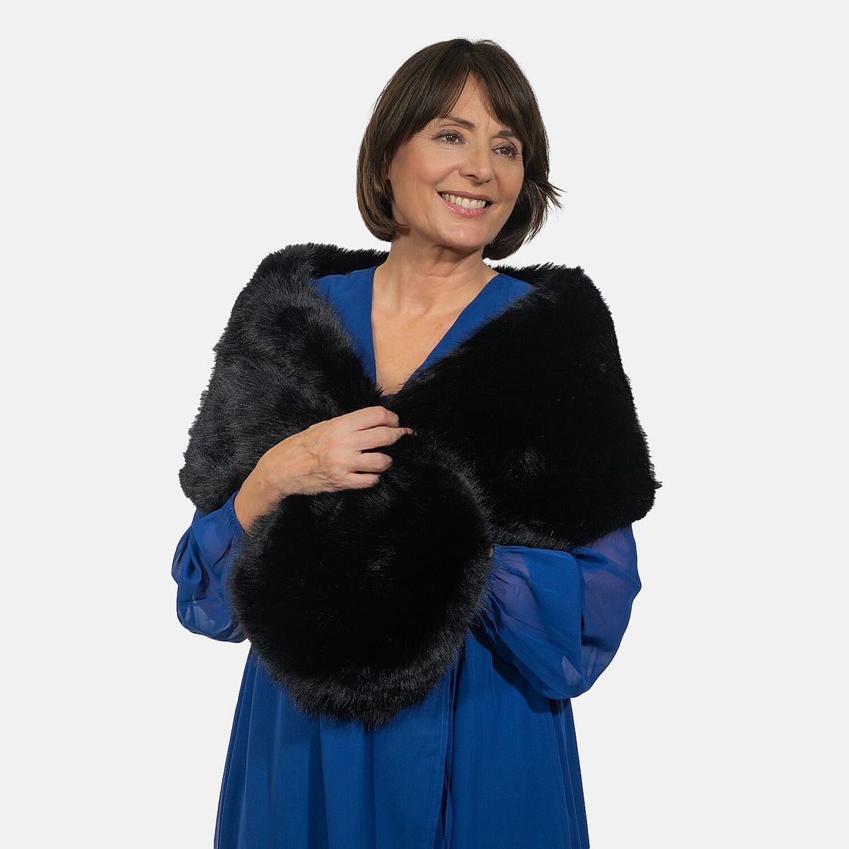 Closeout Deal - Faux Fur Wrap (Size 160x30 cm) - Black 7550849 2