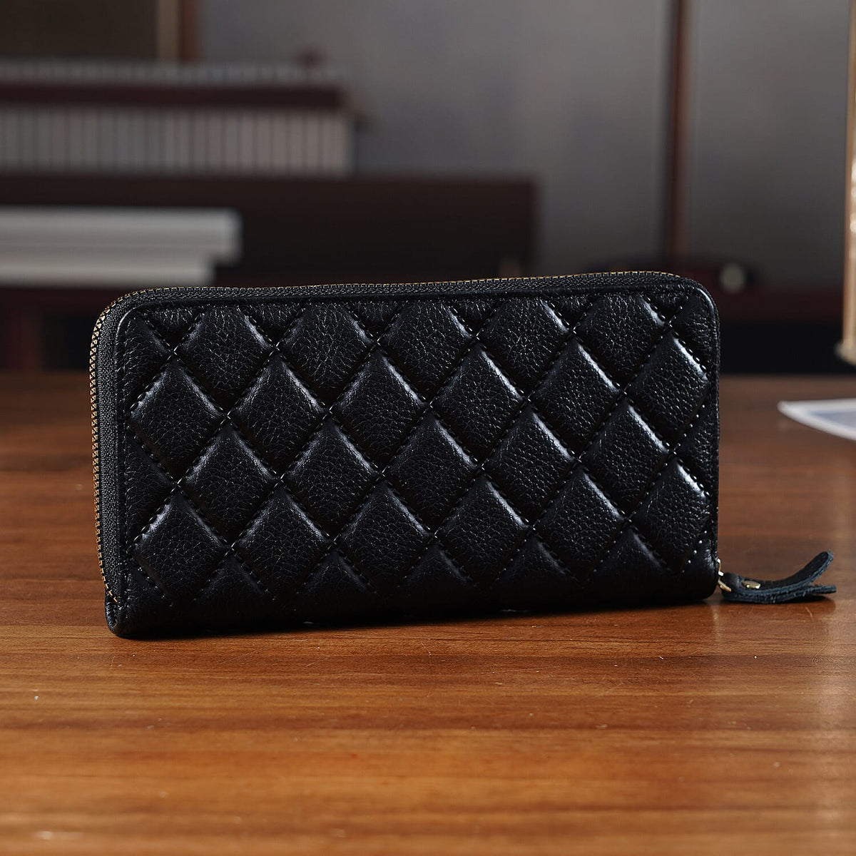 Closeout Deal - Genuine Leather Rhombus Pattern Embossed Wallet with RFID Protection 7230662 2