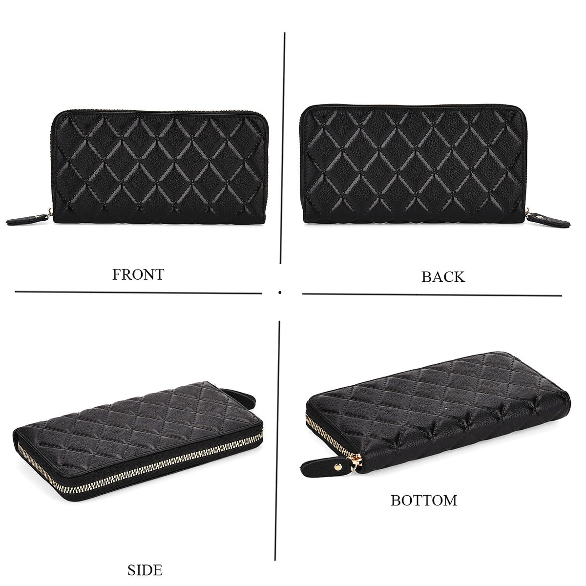Closeout Deal - Genuine Leather Rhombus Pattern Embossed Wallet with RFID Protection 7230662 5