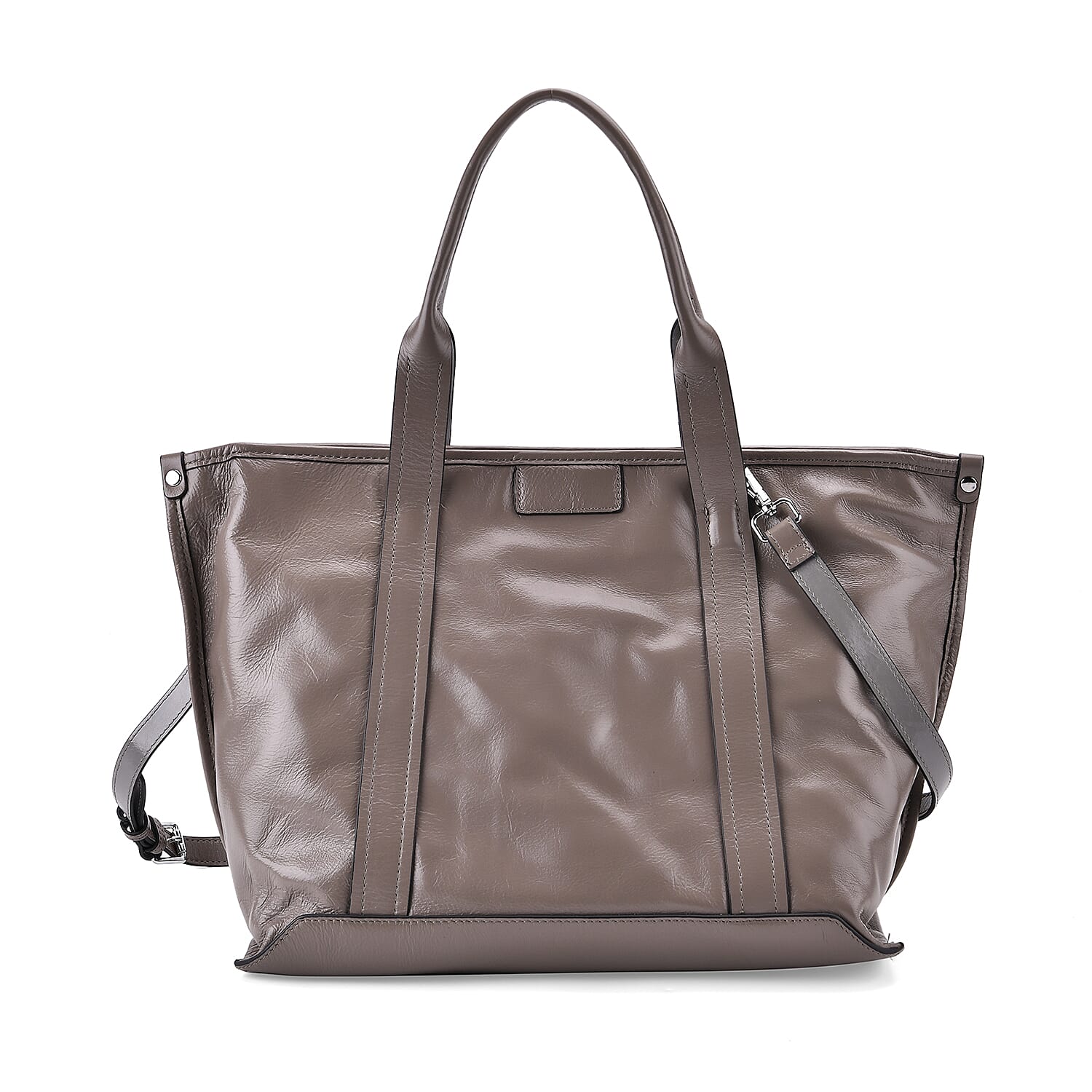 Closeout Deal Genuine Leather Tote Bag with Detachable Shoulder Strap - Grey 8031653 0