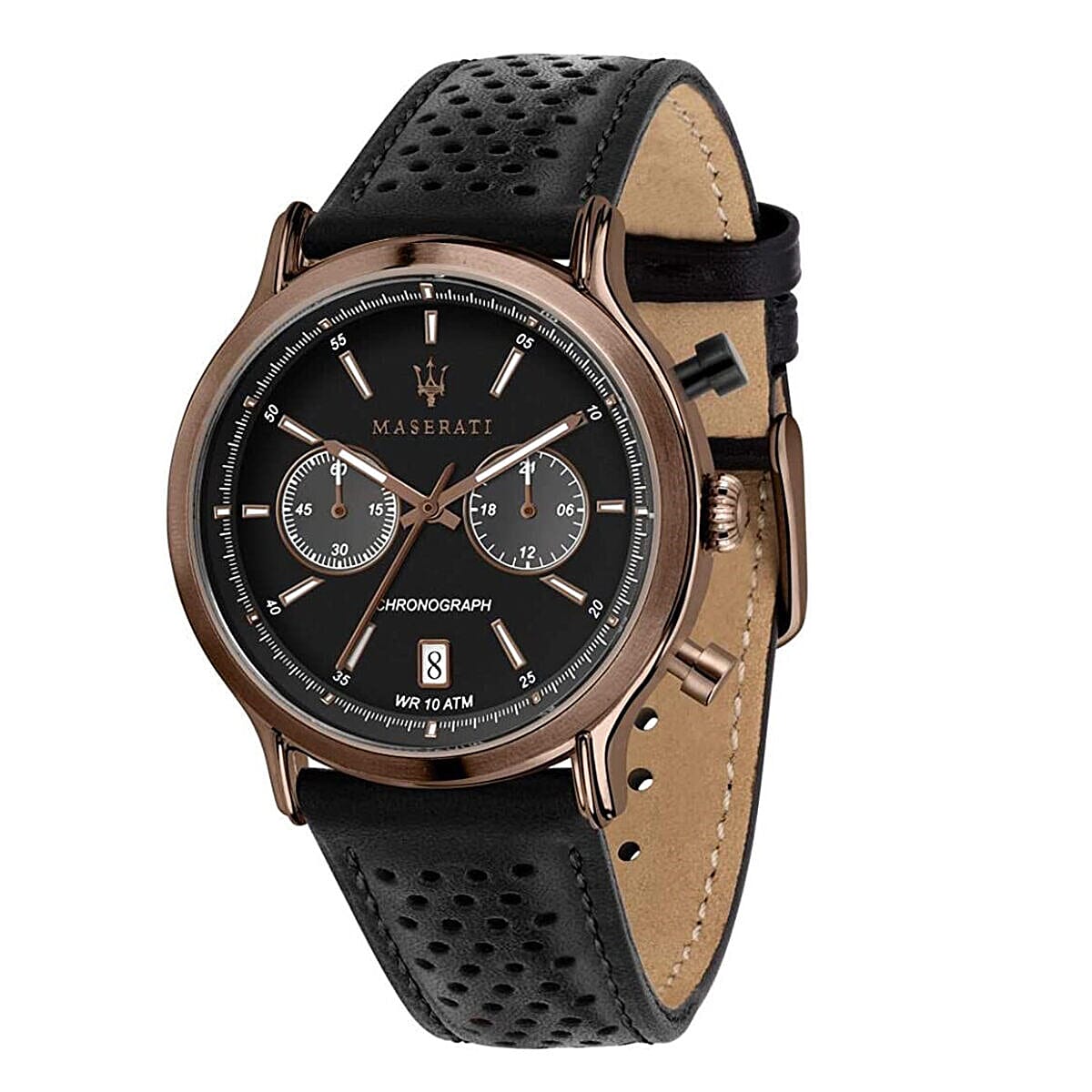 Maserati Legend Collection Watch with Chronograph, 10 ATM Water Resistance with Black Strap - Black Dial 7303345 0