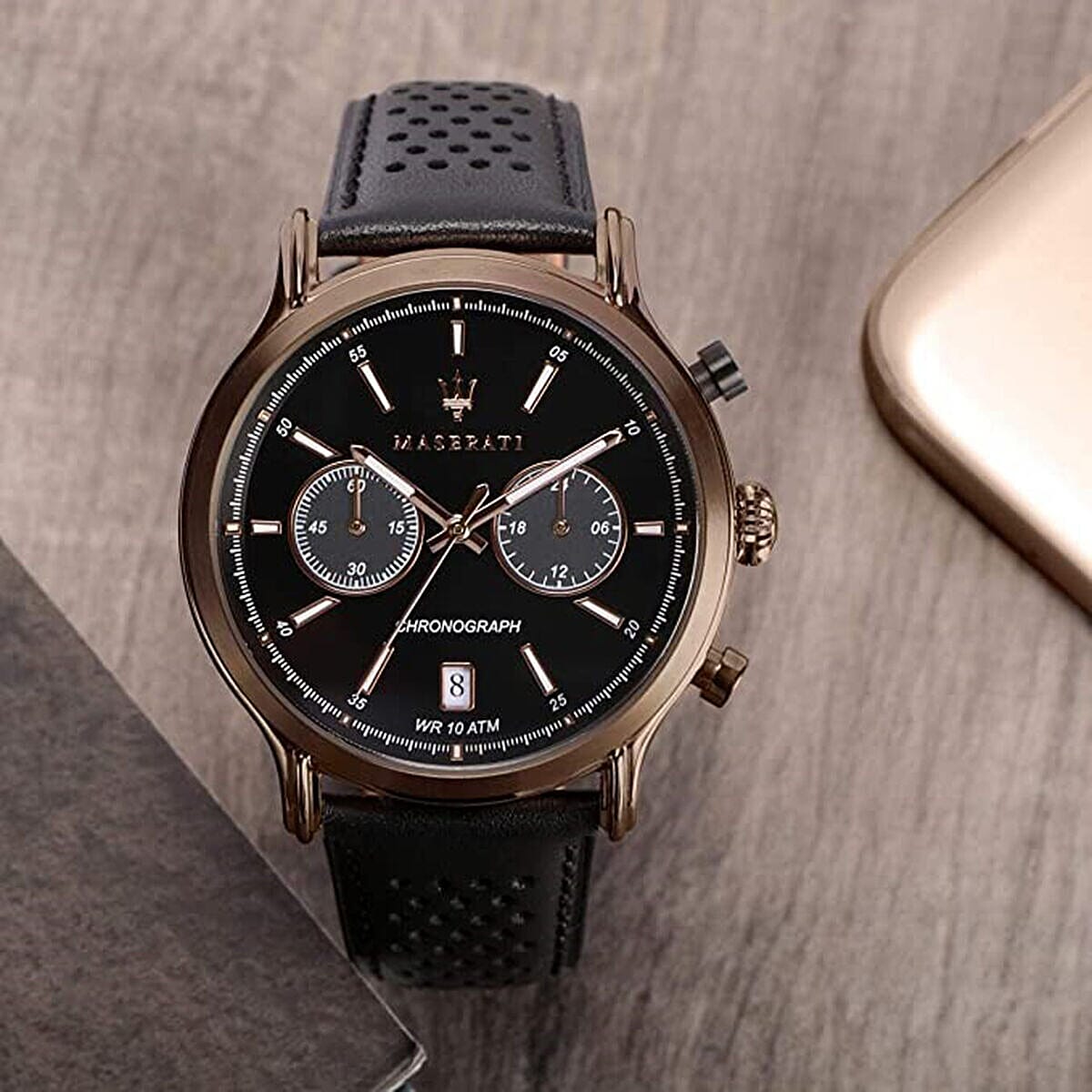 Maserati Legend Collection Watch with Chronograph, 10 ATM Water Resistance with Black Strap - Black Dial 7303345 1