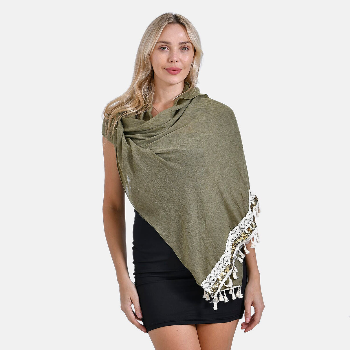 Closeout Deal - New Arrival Adorable Scarf with Small Fringes on Bottom (One Size) - Green 8019719 5