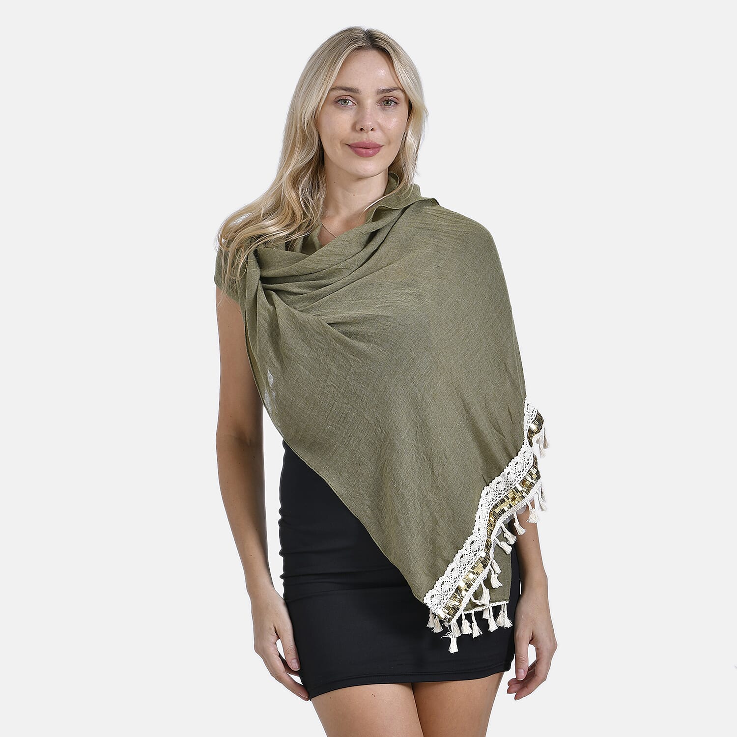 Closeout Deal - New Arrival Adorable Scarf with Small Fringes on Bottom (One Size) - Green 8019719 5