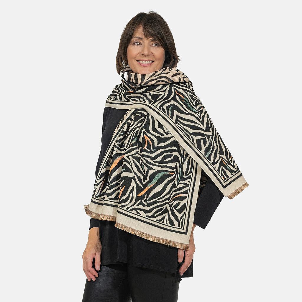 Closeout Deal - Viscose Blend Winter Shawl (Size 185x63 cm) - Black