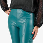 MARINA KANEVA Closeout Deal Pin Tuck Trouser (Size 8) - Teal Green