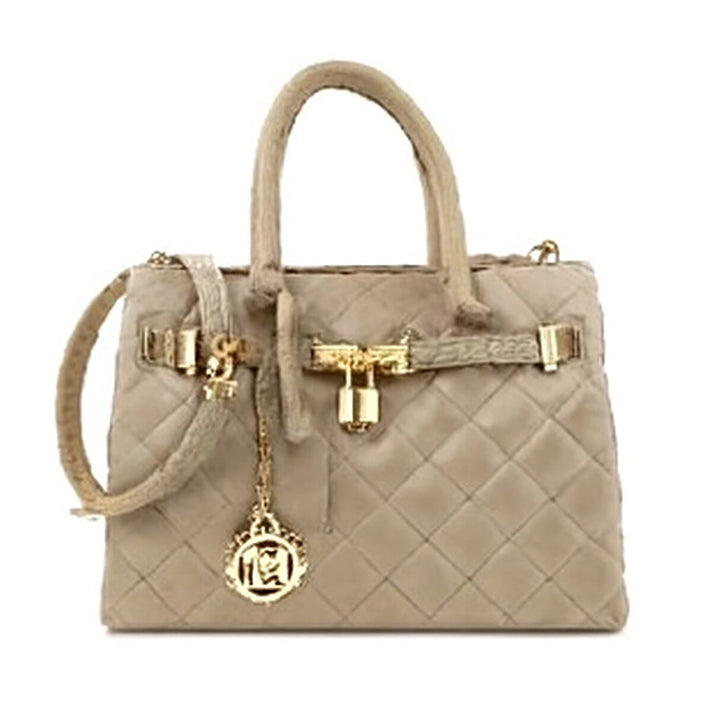 Closeout Deal- Badgley Mischka Diamond Quilted Vegan Leather  Tote Bag - Stone 8242327 1