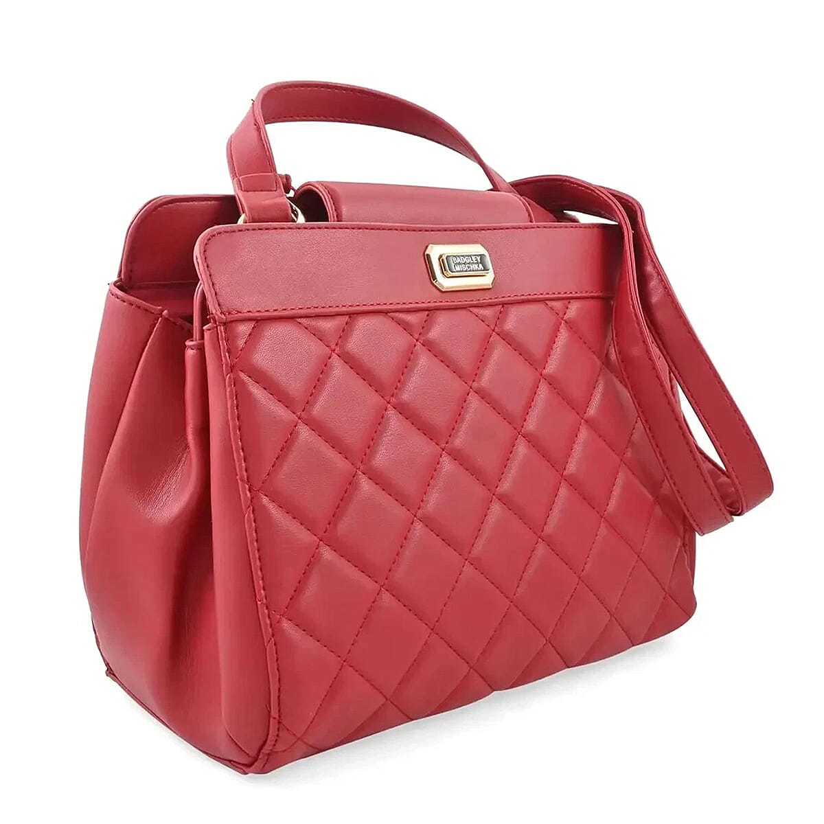 Closeout Deal- Badgley Mischika Quilted Vegan Leather Tote Bag - Red 8242335 0