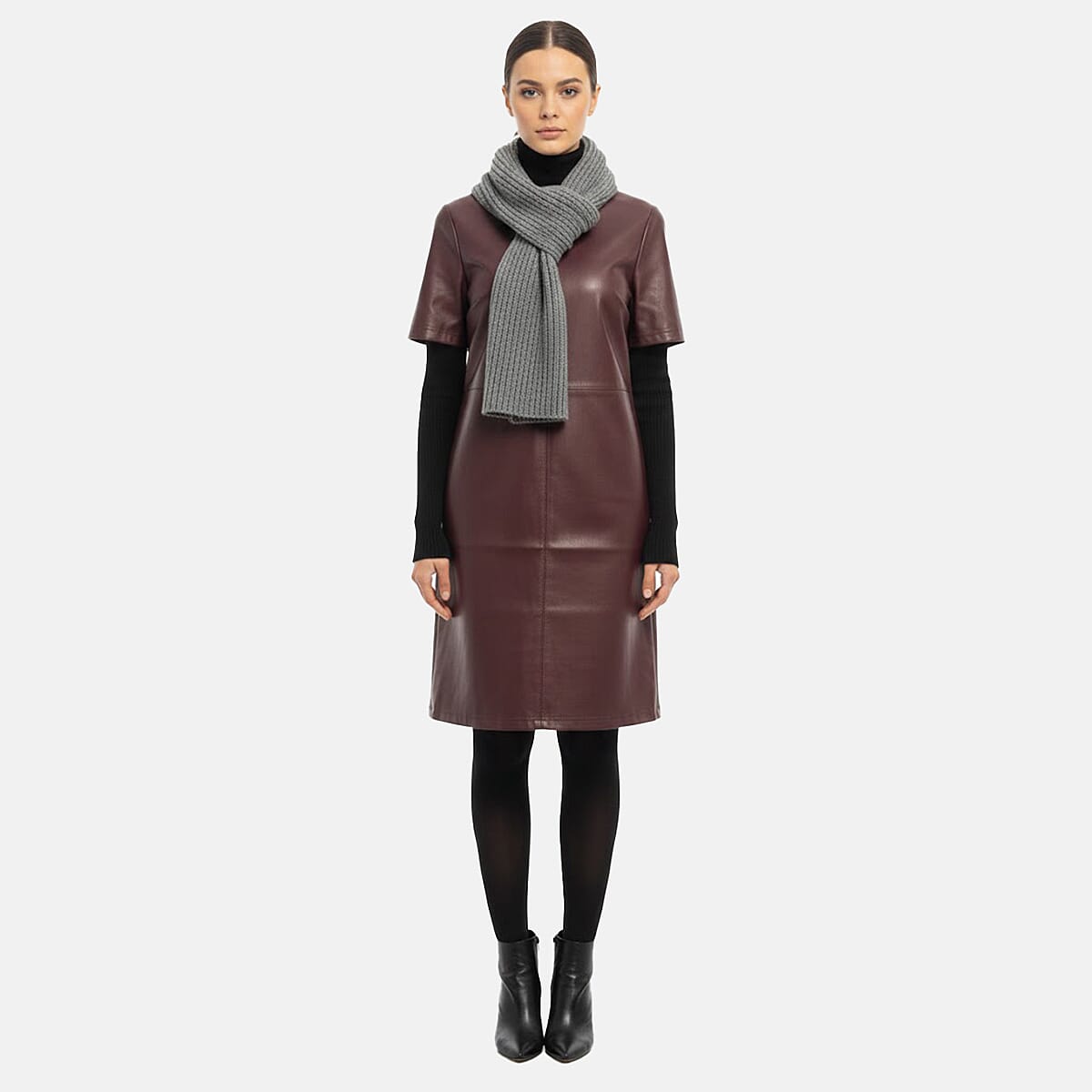 Close Out Boutique Collection Faux Leather Dress (Size 10) - Burgundy 8377366 0