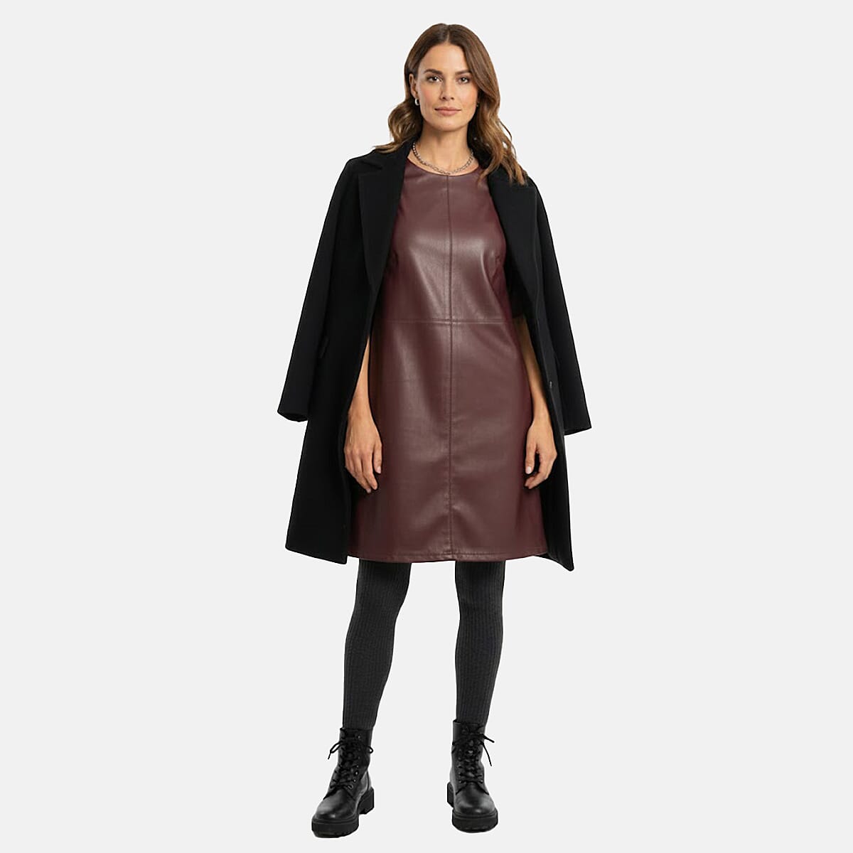 Close Out Boutique Collection Faux Leather Dress (Size 10) - Burgundy 8377366 1
