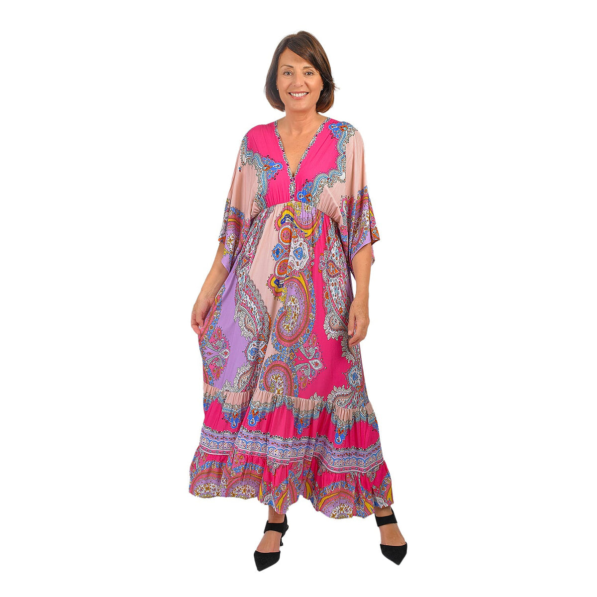 Closeout Deal Placement Printed Maxi Dress 7532393 0