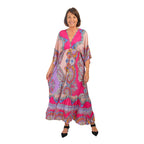 Closeout Deal Placement Printed Maxi Dress (One Size) - Pink