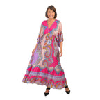 Closeout Deal Placement Printed Maxi Dress (One Size) - Pink