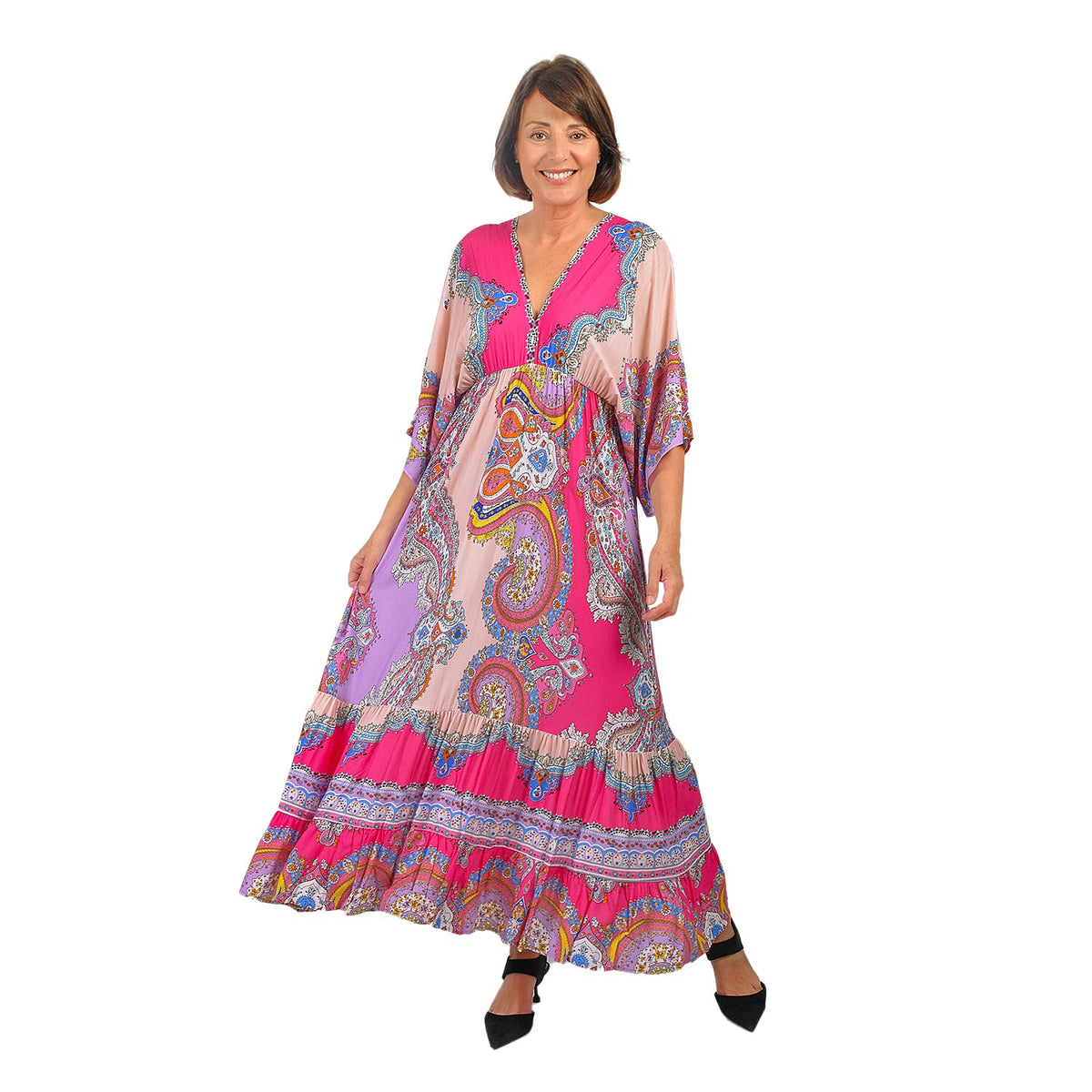 Closeout Deal Placement Printed Maxi Dress 7532393 3