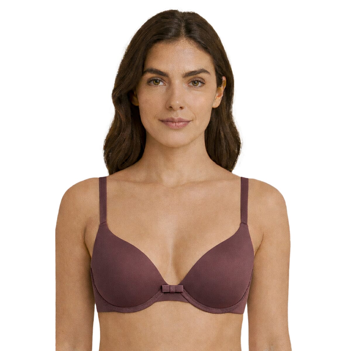 Padded T-Shirt Bra With Adjustable Straps (Size - 36C) - Dark Brown V32561428 0