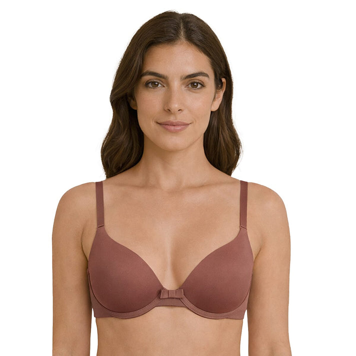 Padded T-Shirt Bra With Adjustable Straps (Size - 36D) - Mocha V32673952 1