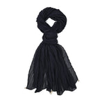 Closeout Deal Ruffled Deaded Scarf with Glass Pearl (Size 180x53) - Navy