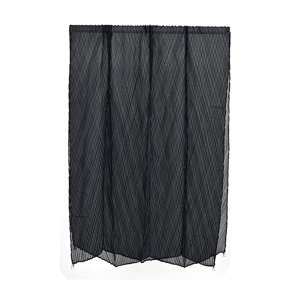 Closeout Deal Ruffled Deaded Scarf with Glass Pearl (Size 180x53) - Navy