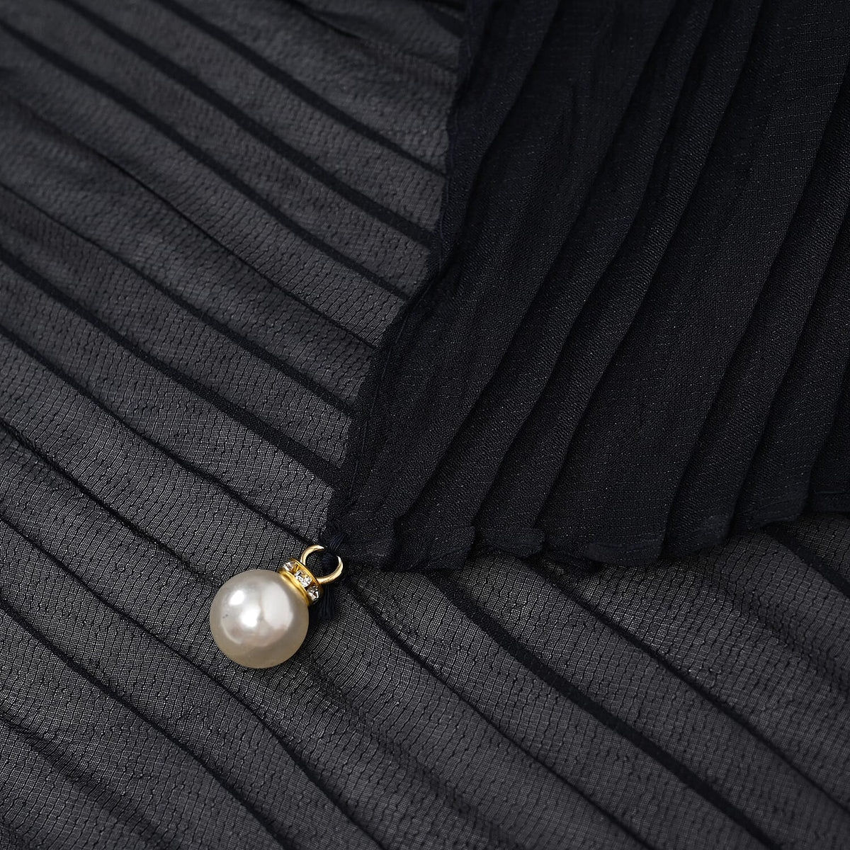 Solid Pleated Scarf with Beads 7803425 6