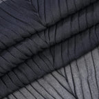 Closeout Deal Ruffled Deaded Scarf with Glass Pearl (Size 180x53) - Navy