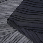 Closeout Deal Ruffled Deaded Scarf with Glass Pearl (Size 180x53) - Navy