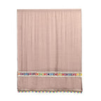 Closeout Deal - Ruffled Beaded Scarf with Faux Pearl - Beige