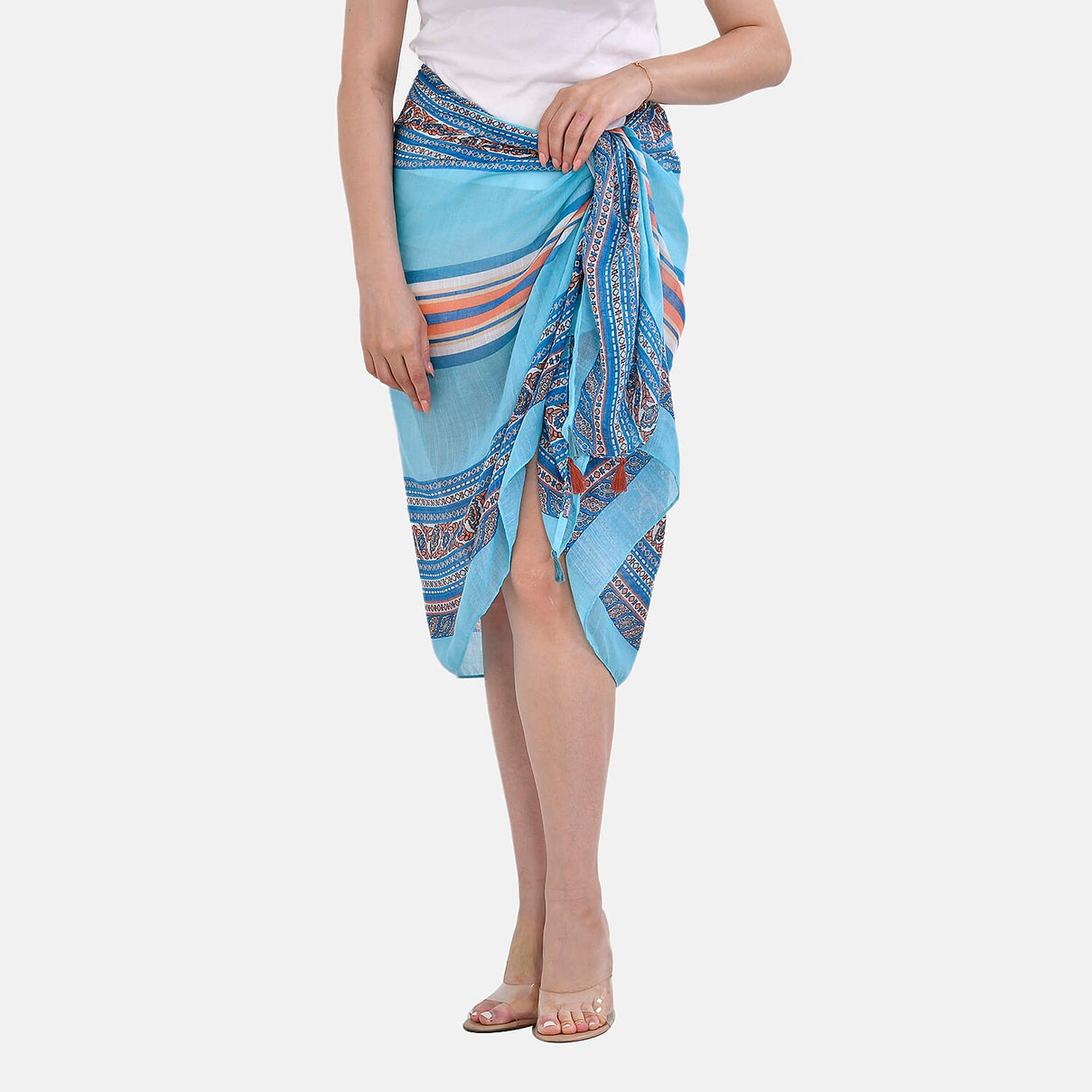 Closeout Deal New Arrival Fringe Scarf - Blue and Yellow 7750136 3