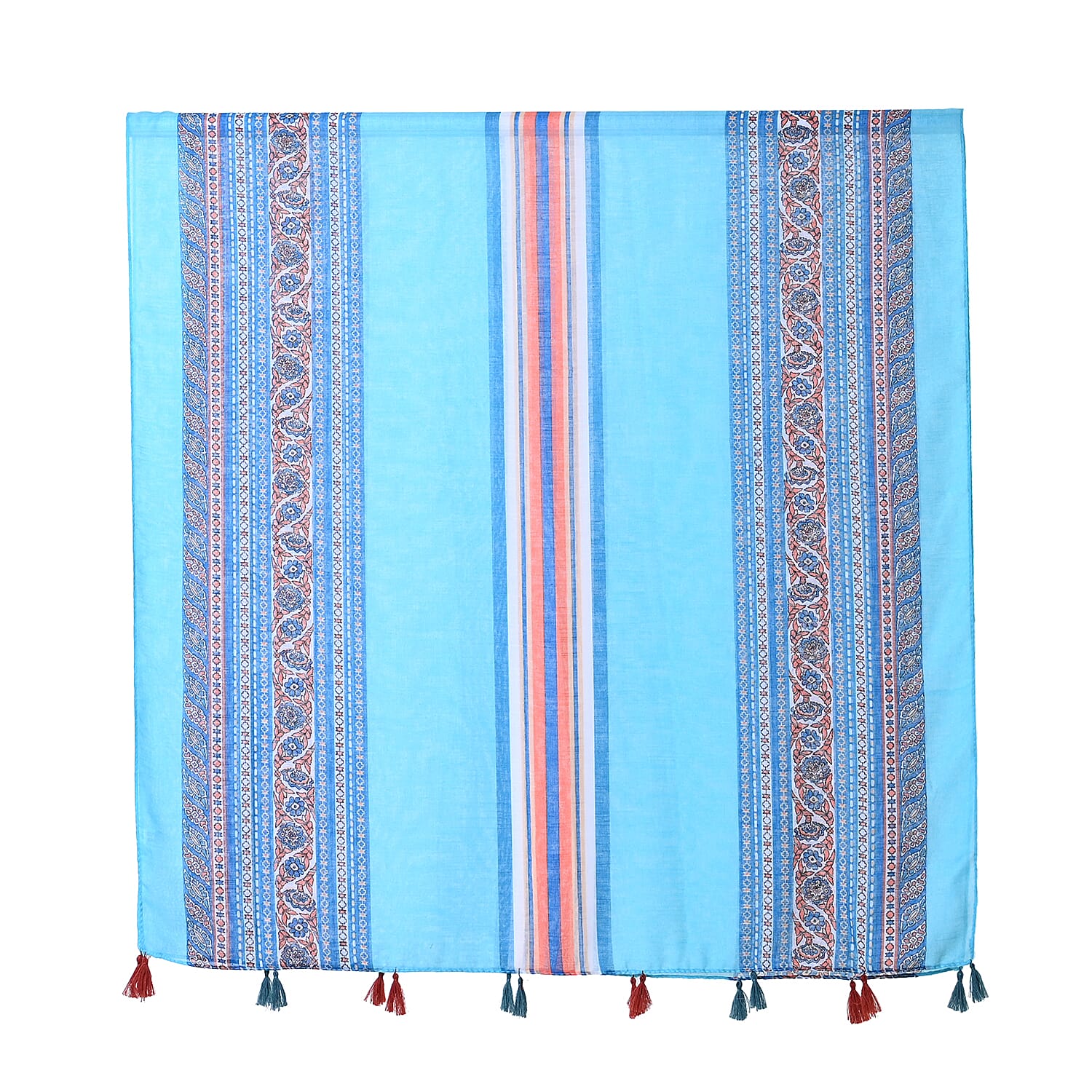 Closeout Deal New Arrival Fringe Scarf - Blue and Yellow 7750136 6