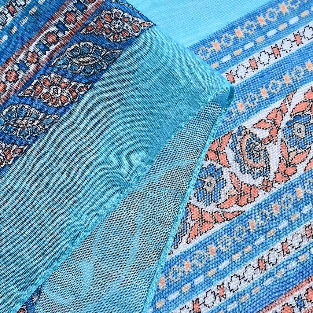 Closeout Deal New Arrival 100% Viscose Fringed Scarf (Size 180x87 cm) - Blue