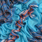 Closeout Deal New Arrival 100% Viscose Fringed Scarf (Size 180x87 cm) - Blue